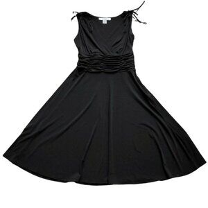 AA Studio Black Sleeveless Ruched Waist Fit Flare Party Cocktail Holiday Dress 6
